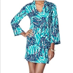 Lilly Pulitzer bright blue Devina I'm Game zebra print dress 4